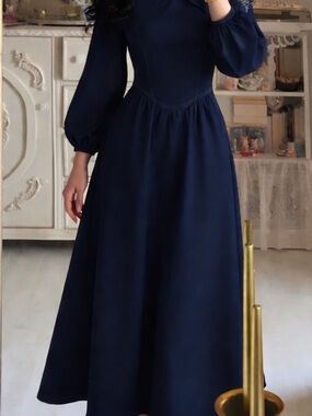 SHEIN Navy Long-Sleeve Maxi Dress